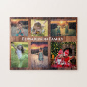 家族のコラージュ6枚の写真と家族の名前 ジグソーパズル (横)