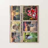 家族のコラージュ6枚の写真と家族の名前 ジグソーパズル (縦)