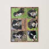 家族のコラージュ6枚の写真の犬と家族の名前 ジグソーパズル (縦)