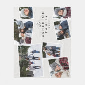 家族のコラージュ7フォトパーソナライズされたブラック&ホワイト フリースブランケット (正面)