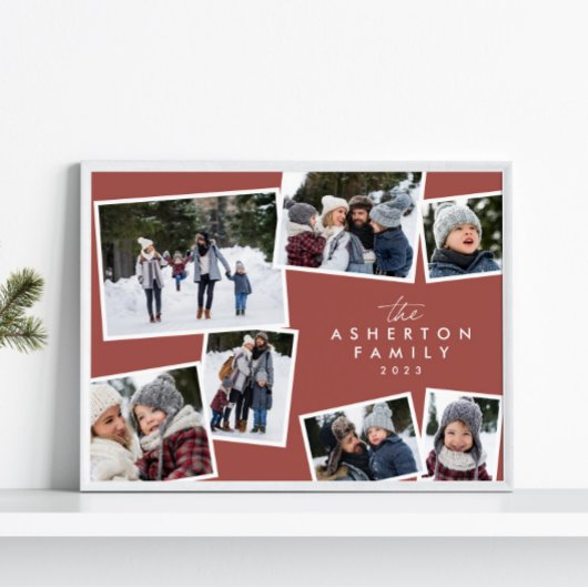 家族のコラージュ7写真シンプルのモダンテラコッタ ポスター