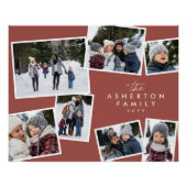 家族のコラージュ7写真シンプルのモダンテラコッタ ポスター (正面)