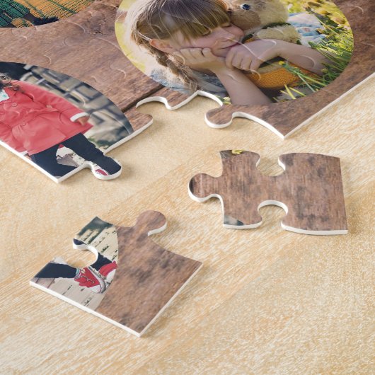 家族のコラージュ7枚の写真の家族ユニーク名 ジグソーパズル (側面)