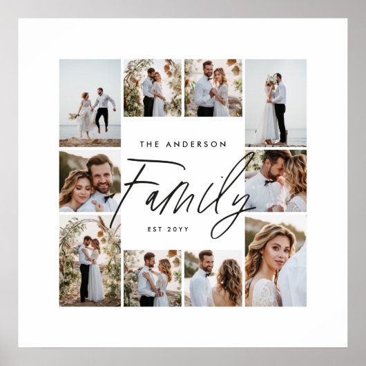 家族のスクリプエレガントトモダンミニマル写真のコラージュ ポスター (正面)