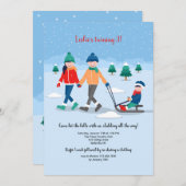 家族のスレッジング招待状 招待状 (正面/裏面)