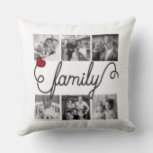 家族のタイポグラフィの芸術の赤いハートのInstagramの写真 クッション (裏面)