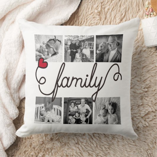 家族のタイポグラフィの芸術の赤いハートのInstagramの写真 クッション (ブランケット)