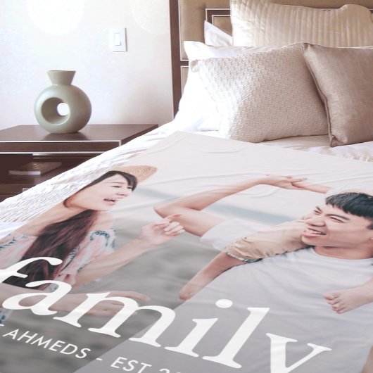 家族のタイポグラフィパーソナライズされた写真 フリースブランケット