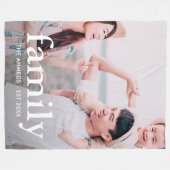 家族のタイポグラフィパーソナライズされた写真 フリースブランケット (正面(横))