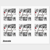 家族のタイポグラフィーアート 赤いハート インスタグラム写真 スクエアシール (シート)