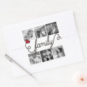 家族のタイポグラフィーアート 赤いハート インスタグラム写真 スクエアシール (封筒)