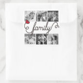 家族のタイポグラフィーアート 赤いハート インスタグラム写真 スクエアシール (バッグ)