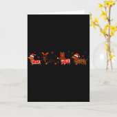 家族のダックスフント サンタのスレイ  トナカイ 雪 クリスマス カード (黄色い花)