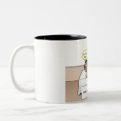 家族のディナー独身の、母、3男の子の漫画 ツートーンマグカップ (左)