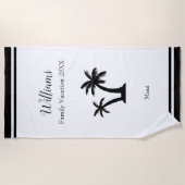 家族のトロピカルバケーション パームツリー 記念品 ビーチタオル (正面)