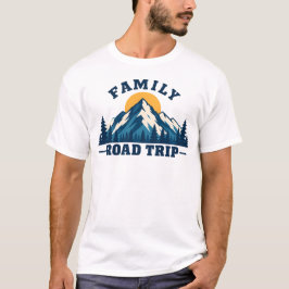 家族のドライブ旅行 山の夕日 Tシャツ