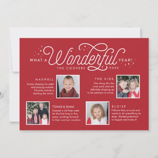 家族のニュースレターの写真をレビューする素晴らしい年 シーズンカード (正面)