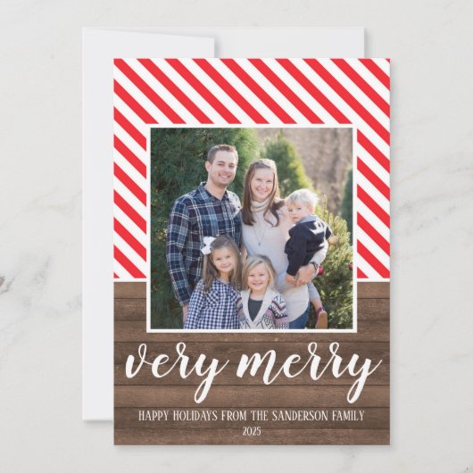 家族のハッピーホリデーズクリスマスフォトカード シーズンカード (正面)