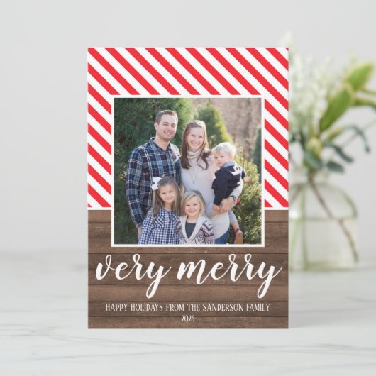 家族のハッピーホリデーズクリスマスフォトカード シーズンカード (スタンド正面)