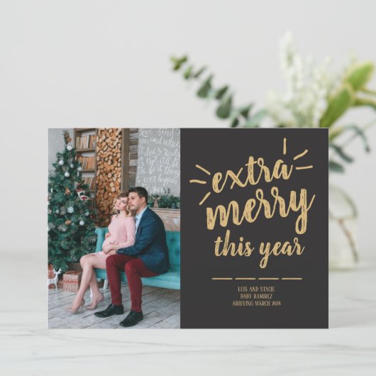 家族のハッピーホリデーズクリスマスフォトカード シーズンカード (スタンド正面)