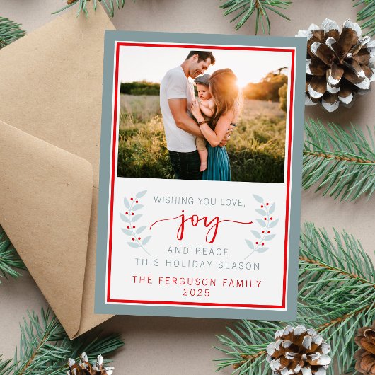 家族のハッピーホリデーズクリスマスフォトカード シーズンカード