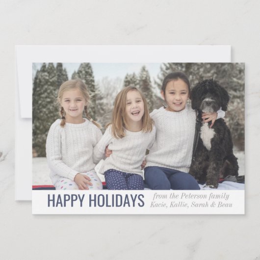 家族のハッピーホリデーズクリスマスフォトカード シーズンカード (正面)