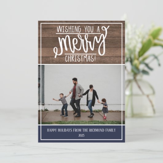 家族のハッピーホリデーズクリスマスフォトカード シーズンカード (スタンド正面)