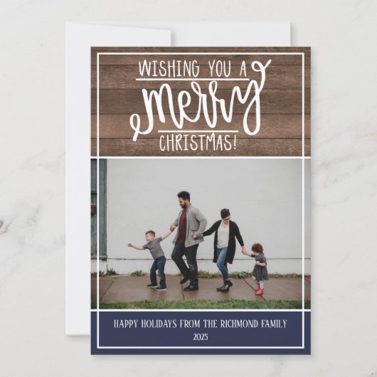 家族のハッピーホリデーズクリスマスフォトカード シーズンカード (正面)