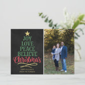 家族のハッピーホリデーズクリスマスフォトカード シーズンカード (スタンド正面)