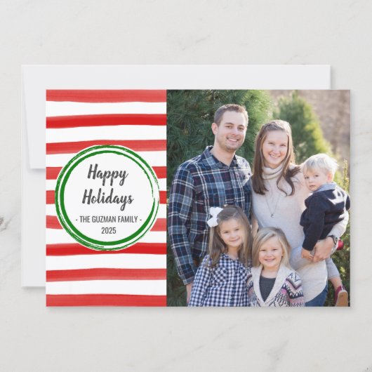 家族のハッピーホリデーズクリスマスフォトカード シーズンカード (正面)
