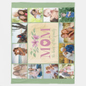 家族のハートをママ12フォトコラージグリーン フリースブランケット (正面)