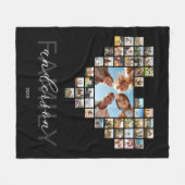 家族のハート型の写真コラージュを作成する フリースブランケット (正面(横))