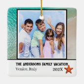 家族のバケーション写真 ビーチをテーマにした セラミックオーナメント (裏面)