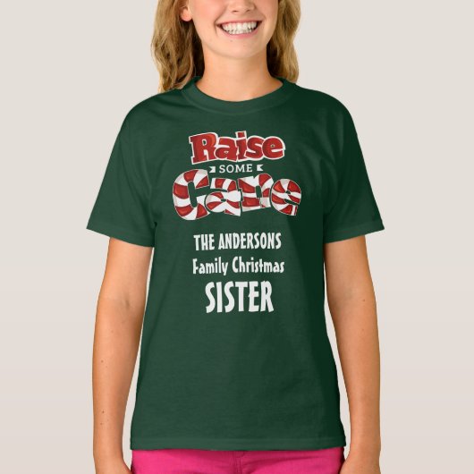 家族のパーソナライズされたクリスマスの出会い姉妹 Tシャツ (正面)