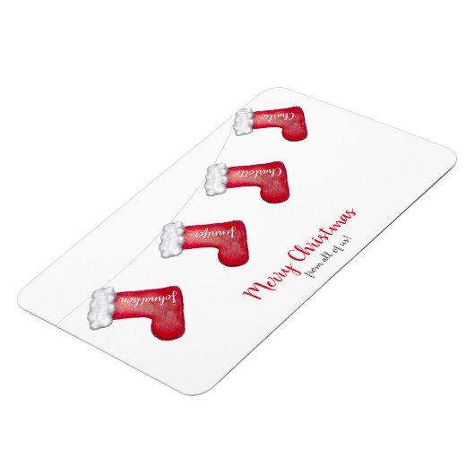 家族のパーソナライズされたクリスマスストッキングプレゼント マグネット (左側)