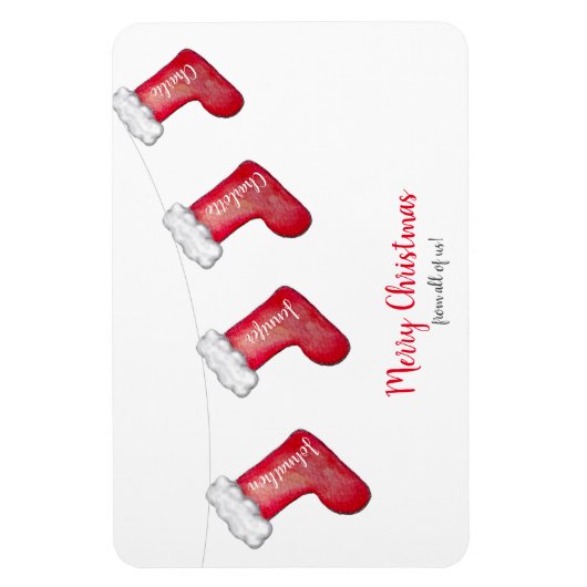 家族のパーソナライズされたクリスマスストッキングプレゼント マグネット (縦)