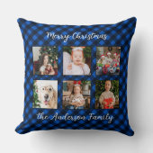 家族のパーソナライズされたクリスマス写真コラージプレイド クッション (正面)