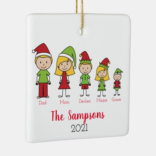 家族のパーソナライズされたクリスマス名セラミック飾り セラミックオーナメント (右)