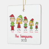 家族のパーソナライズされたクリスマス名セラミック飾り セラミックオーナメント (左)