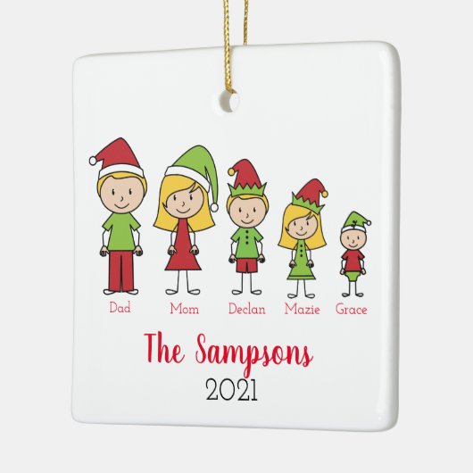 家族のパーソナライズされたクリスマス名セラミック飾り セラミックオーナメント (左)