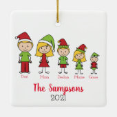 家族のパーソナライズされたクリスマス名セラミック飾り セラミックオーナメント (裏面)