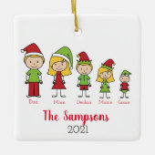 家族のパーソナライズされたクリスマス名セラミック飾り セラミックオーナメント (正面)
