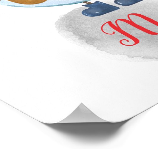 家族のパーソナライズされたクリスマス名芸術雪だるま ポスター (角)