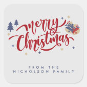 家族のパーソナライズされたクリスマス スクエアシール (正面)