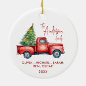家族のパーソナライズされたクリスマス セラミックオーナメント (裏面)