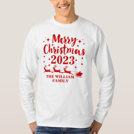 家族のパーソナライズされたクリスマス Tシャツ (正面)
