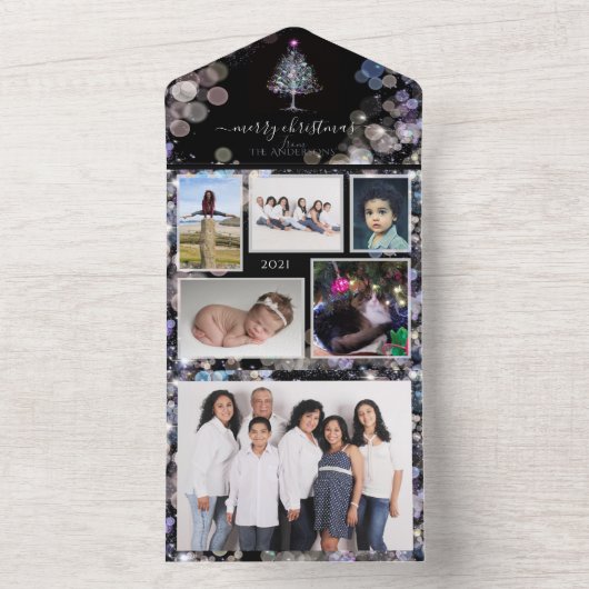 家族のパーソナライズされた写真クリスマスカード オールインワン招待状 (内側)