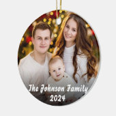 家族のパーソナライズされた写真クリスマス セラミックオーナメント (左)