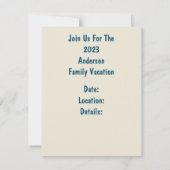 家族のビーチバケーション Save Date 年間夏の旅 招待状 (裏面)