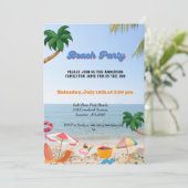 家族のビーチパーティー、夏のパーティーでビーチ 招待状 (スタンド正面)